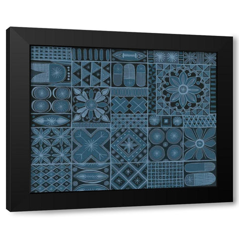 Adire VII Black Modern Wood Framed Art Print with Double Matting by Lovell, Kathrine