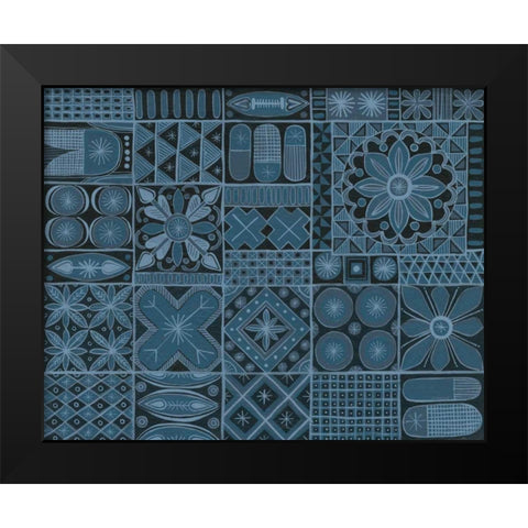 Adire VII Black Modern Wood Framed Art Print by Lovell, Kathrine