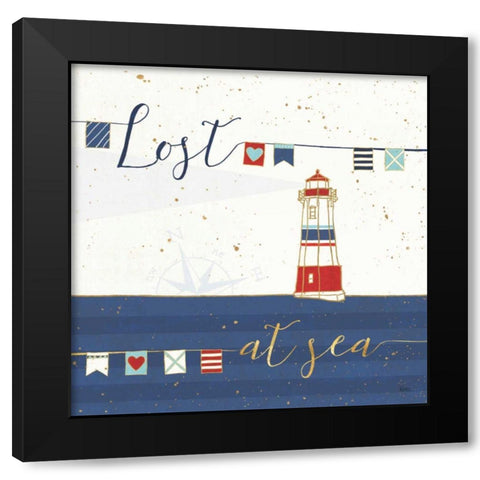 Underlined Nautical I Black Modern Wood Framed Art Print by Charron, Veronique