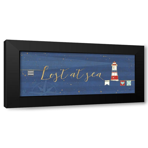 Underlined Nautical V Black Modern Wood Framed Art Print with Double Matting by Charron, Veronique