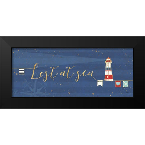 Underlined Nautical V Black Modern Wood Framed Art Print by Charron, Veronique