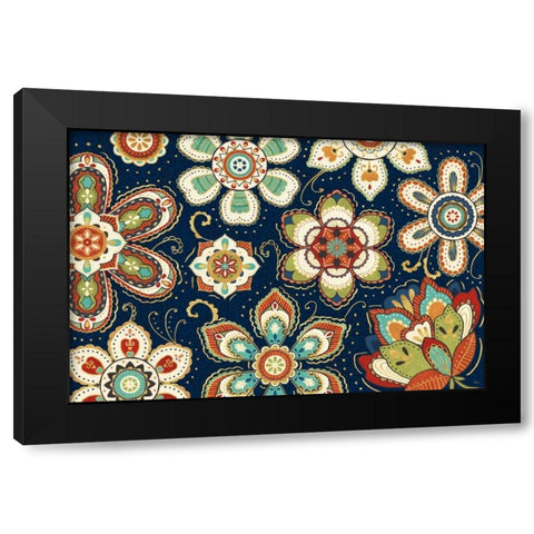 La Vida Loca I Blue Black Modern Wood Framed Art Print with Double Matting by Charron, Veronique