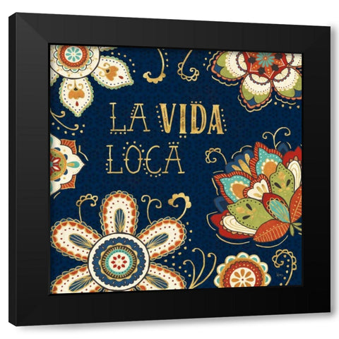 La Vida Loca II Blue Black Modern Wood Framed Art Print with Double Matting by Charron, Veronique