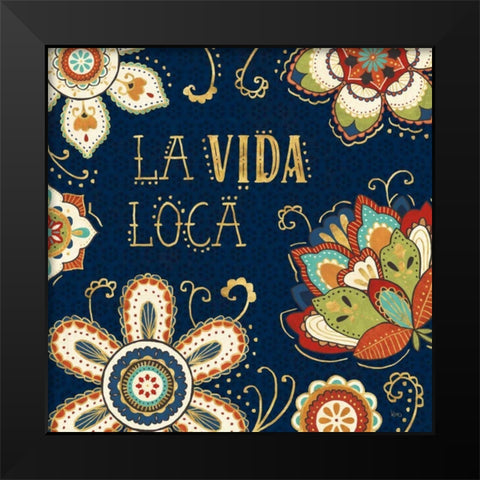 La Vida Loca II Blue Black Modern Wood Framed Art Print by Charron, Veronique