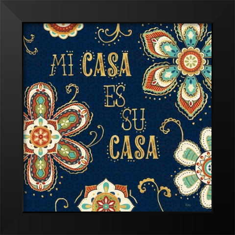 La Vida Loca III Blue Black Modern Wood Framed Art Print by Charron, Veronique