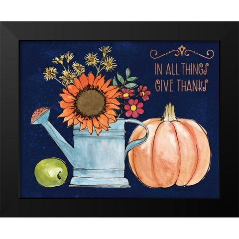 October Garden II Blue Black Modern Wood Framed Art Print by Grove, Beth