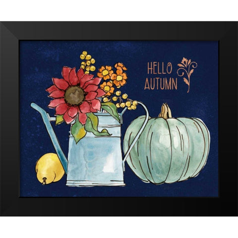 October Garden IV Blue Black Modern Wood Framed Art Print by Grove, Beth