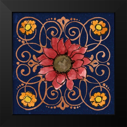 October Garden VIII Blue Black Modern Wood Framed Art Print by Grove, Beth