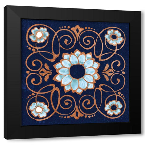October Garden XII Blue Black Modern Wood Framed Art Print by Grove, Beth