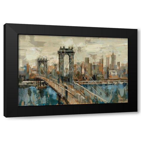 New York View Black Modern Wood Framed Art Print with Double Matting by Vassileva, Silvia
