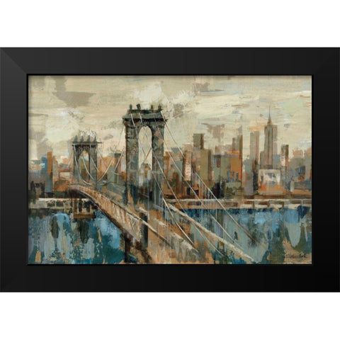 New York View Black Modern Wood Framed Art Print by Vassileva, Silvia