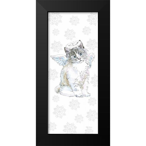 Christmas Kitties I Snowflakes Black Modern Wood Framed Art Print by Grove, Beth