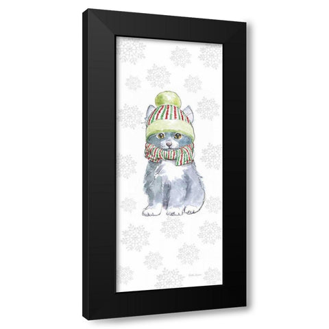 Christmas Kitties II Snowflakes Black Modern Wood Framed Art Print by Grove, Beth