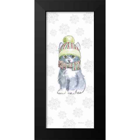 Christmas Kitties II Snowflakes Black Modern Wood Framed Art Print by Grove, Beth