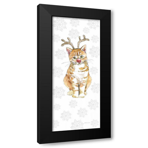 Christmas Kitties III Snowflakes Black Modern Wood Framed Art Print with Double Matting by Grove, Beth