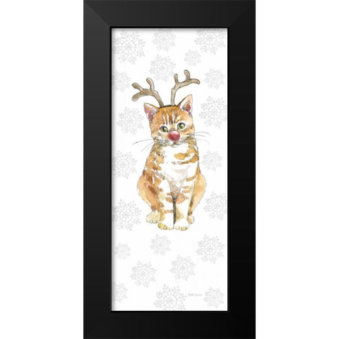 Christmas Kitties III Snowflakes Black Modern Wood Framed Art Print by Grove, Beth
