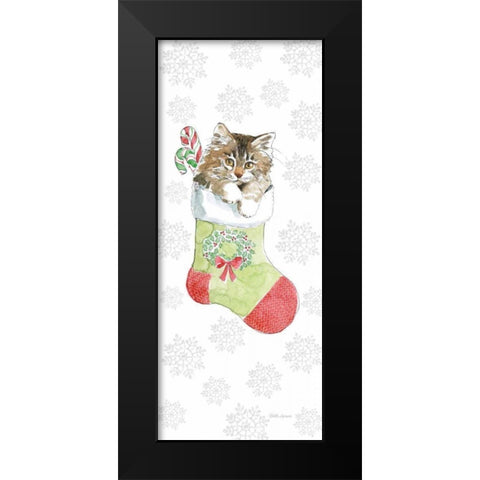 Christmas Kitties IV Snowflakes Black Modern Wood Framed Art Print by Grove, Beth