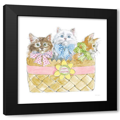 Easter Kitties I Black Modern Wood Framed Art Print with Double Matting by Grove, Beth