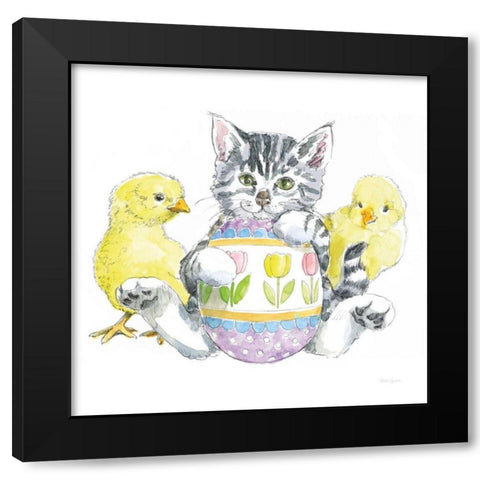 Easter Kitties V Black Modern Wood Framed Art Print by Grove, Beth
