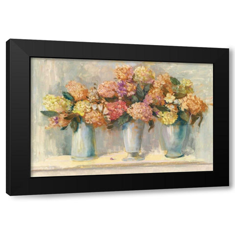 Fall Hydrangea Bouquets Black Modern Wood Framed Art Print by Rowan, Carol