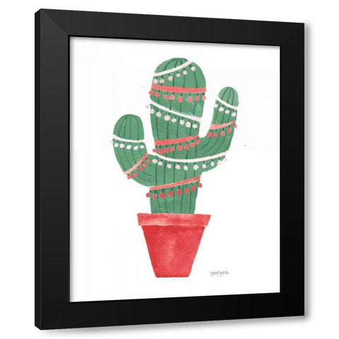 A Very Cactus Christmas II Dark Green Black Modern Wood Framed Art Print with Double Matting by Jackson, Jenaya