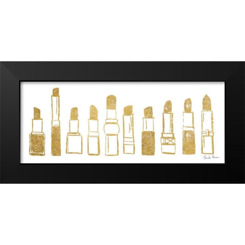 Think Pink III Gold Black Modern Wood Framed Art Print by Zaman, Farida