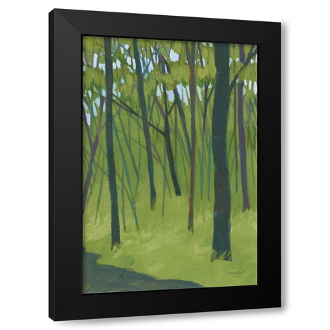 Spring Woods Dark Green Black Modern Wood Framed Art Print by Lovell, Kathrine