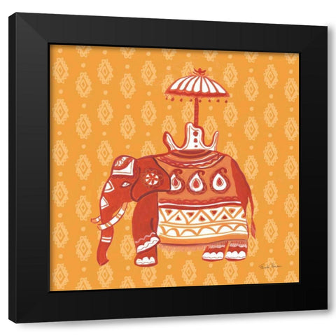 Jeweled Elephant II Black Modern Wood Framed Art Print with Double Matting by Zaman, Farida
