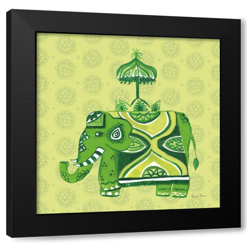 Jeweled Elephant IV Black Modern Wood Framed Art Print with Double Matting by Zaman, Farida