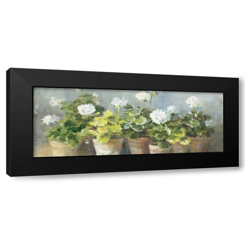 White Geraniums v2 Black Modern Wood Framed Art Print with Double Matting by Nai, Danhui