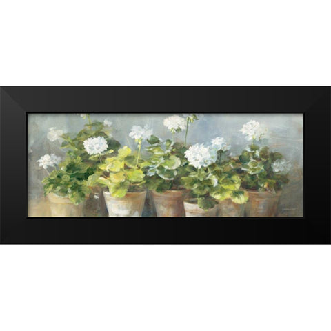 White Geraniums v2 Black Modern Wood Framed Art Print by Nai, Danhui