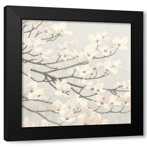 Dogwood Blossoms II Gray Black Modern Wood Framed Art Print by Wiens, James