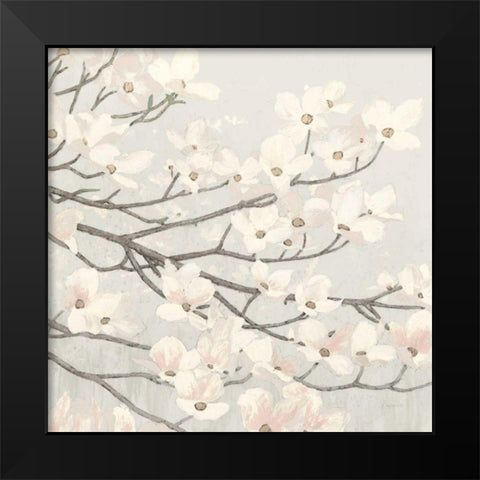 Dogwood Blossoms II Gray Black Modern Wood Framed Art Print by Wiens, James