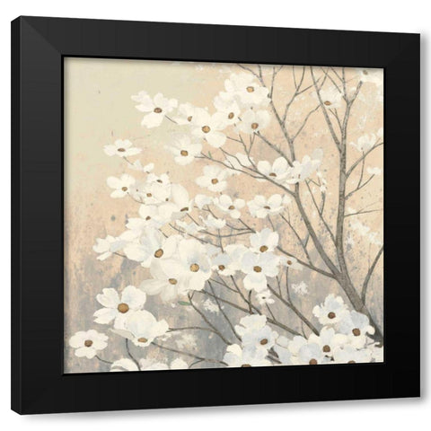 Dogwood Blossoms II Neutral Black Modern Wood Framed Art Print with Double Matting by Wiens, James