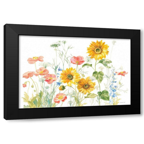 Floursack Florals on White I Black Modern Wood Framed Art Print with Double Matting by Nai, Danhui