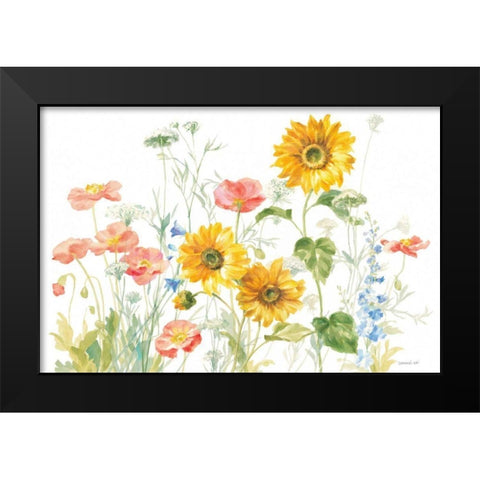 Floursack Florals on White I Black Modern Wood Framed Art Print by Nai, Danhui