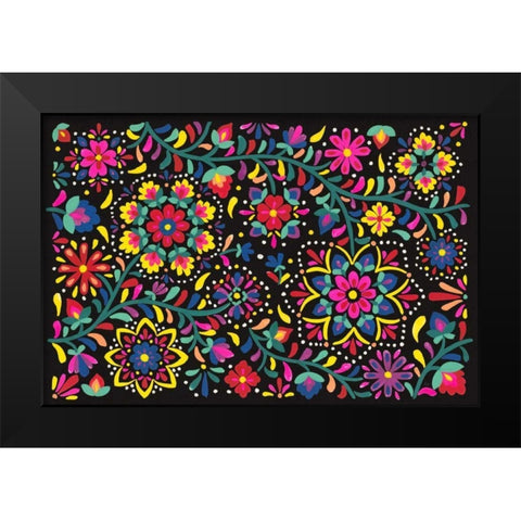 Floral Fiesta I Black Modern Wood Framed Art Print by Marshall, Laura