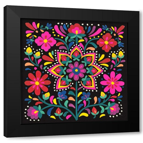 Floral Fiesta III Black Modern Wood Framed Art Print by Marshall, Laura