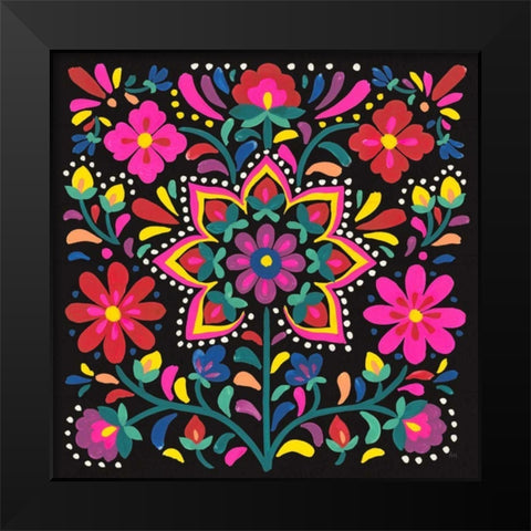 Floral Fiesta III Black Modern Wood Framed Art Print by Marshall, Laura
