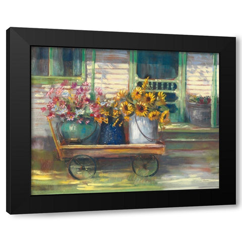 Garden Wagon Black Modern Wood Framed Art Print with Double Matting by Rowan, Carol