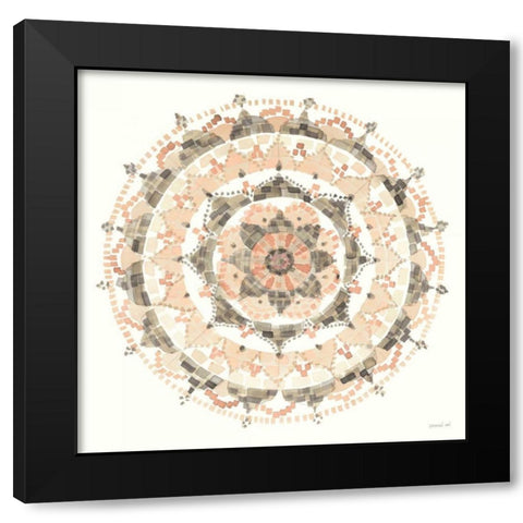 Blush Mandala Black Modern Wood Framed Art Print with Double Matting by Nai, Danhui