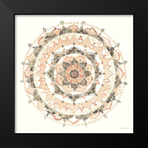 Blush Mandala Black Modern Wood Framed Art Print by Nai, Danhui