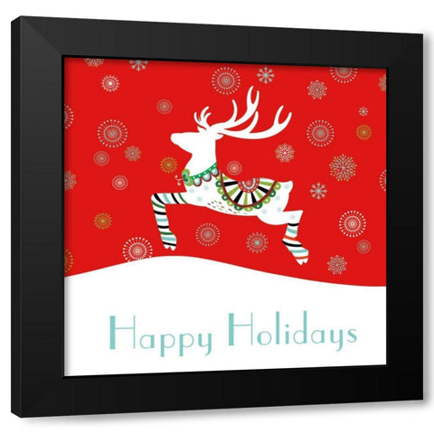 Mod Holiday II Black Modern Wood Framed Art Print by Wild Apple Portfolio