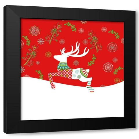 Mod Holiday VI Black Modern Wood Framed Art Print with Double Matting by Wild Apple Portfolio