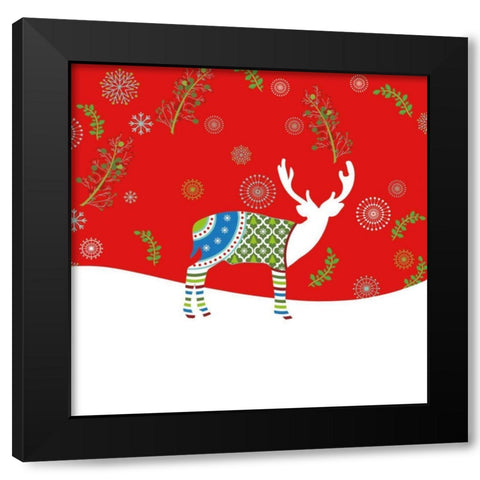 Mod Holiday VII Black Modern Wood Framed Art Print with Double Matting by Wild Apple Portfolio