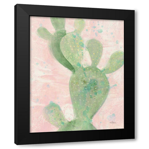 Cactus Panel II Black Modern Wood Framed Art Print with Double Matting by Hristova, Albena