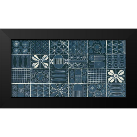 Adire V Cream Black Modern Wood Framed Art Print by Lovell, Kathrine