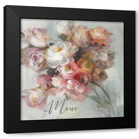 Blush Bouquet Mom Black Modern Wood Framed Art Print with Double Matting by Nai, Danhui