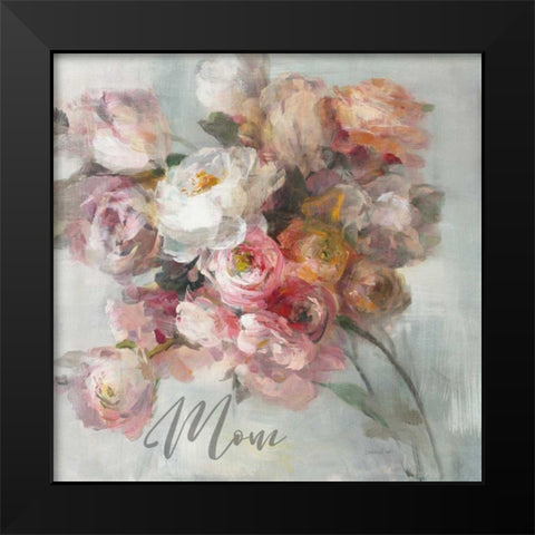 Blush Bouquet Mom Black Modern Wood Framed Art Print by Nai, Danhui