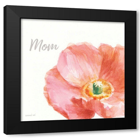 Garden Poppy Flipped on White Crop II Mom Black Modern Wood Framed Art Print with Double Matting by Nai, Danhui